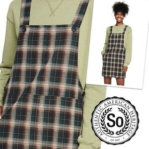 Juniors' SO® Button Strap Plaid Pinafore Dress
